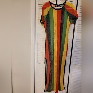 Rasta Double Slit Mesh Dress